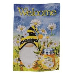 Welcome Honeybee Gnome Garden Flag