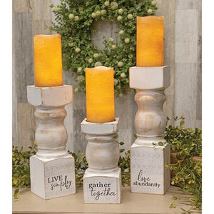 Wooden Pedestal Candle Holders