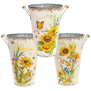 Sunflowers & Blooms Metal Bucket