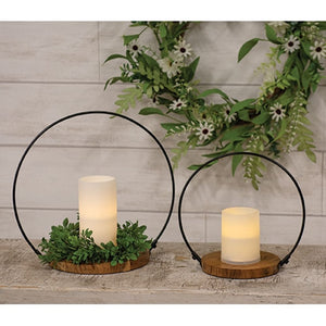 Wood & Iron Halo Candle Holders