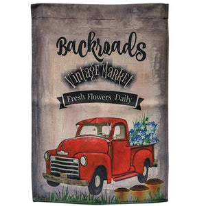 Backroads Red Truck Garden Flag