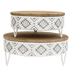 Aztec White Metal & Wood Risers