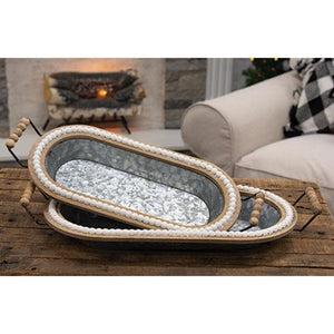 Beaded Oblong Galvanized Trays