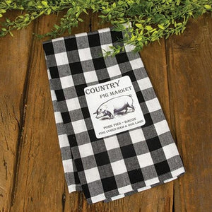 Country Pig Market Black & White Buffalo Check Dish Towel